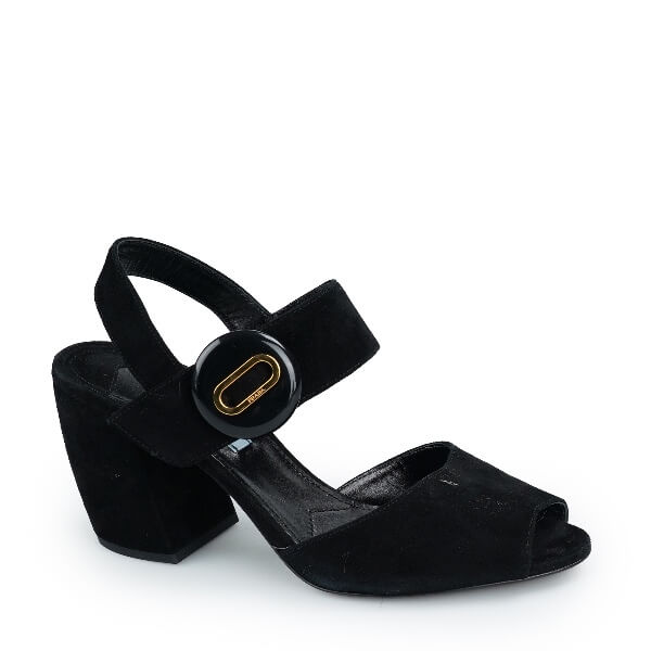 Prada - Black Suede Heeled Sandals